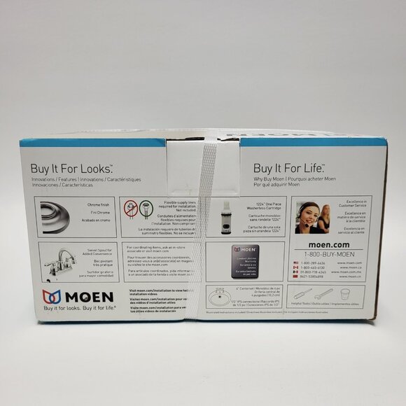 Moen Caldwell Chrome 2-handle 4" Centerset Bathroom Sink Faucet with Drain - Picture 4 of 8